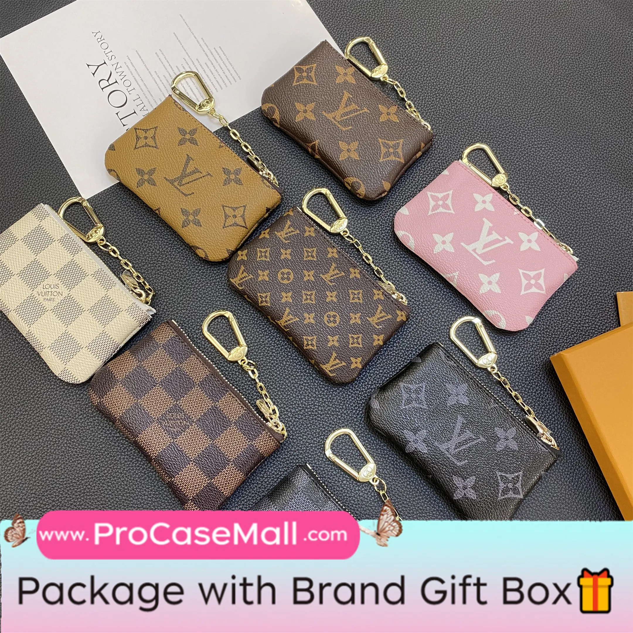 Louis Vuitton Monogram Canvas Leather Coin Purse Checkerboard Wallet