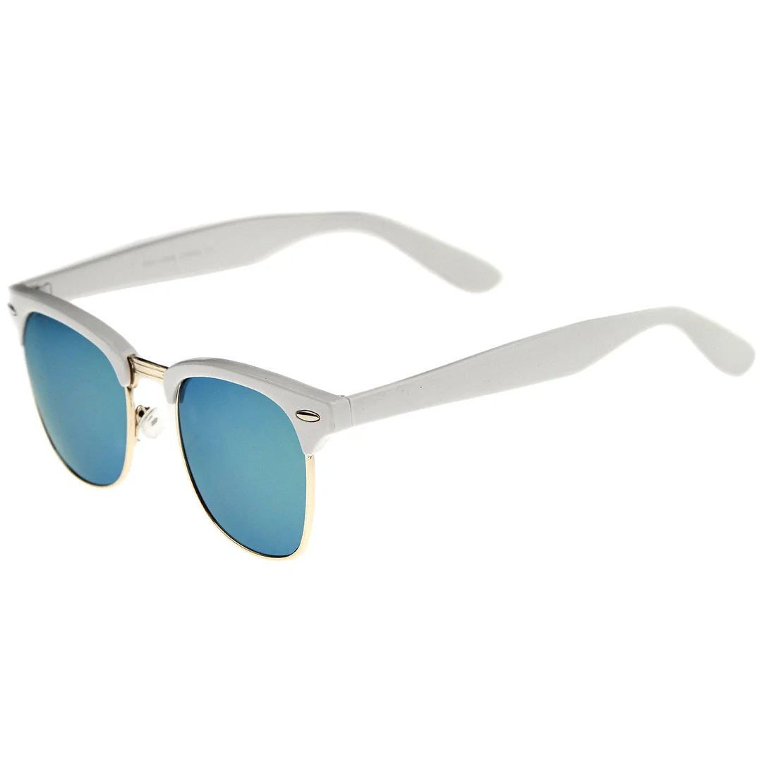 Premium Half Frame Colored Mirror Lens Horn Rimmed glasses 50mm