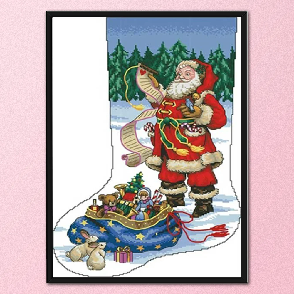 11CT Partial Stamped Cross Stitch - Stocking(Canvas|40*50CM)