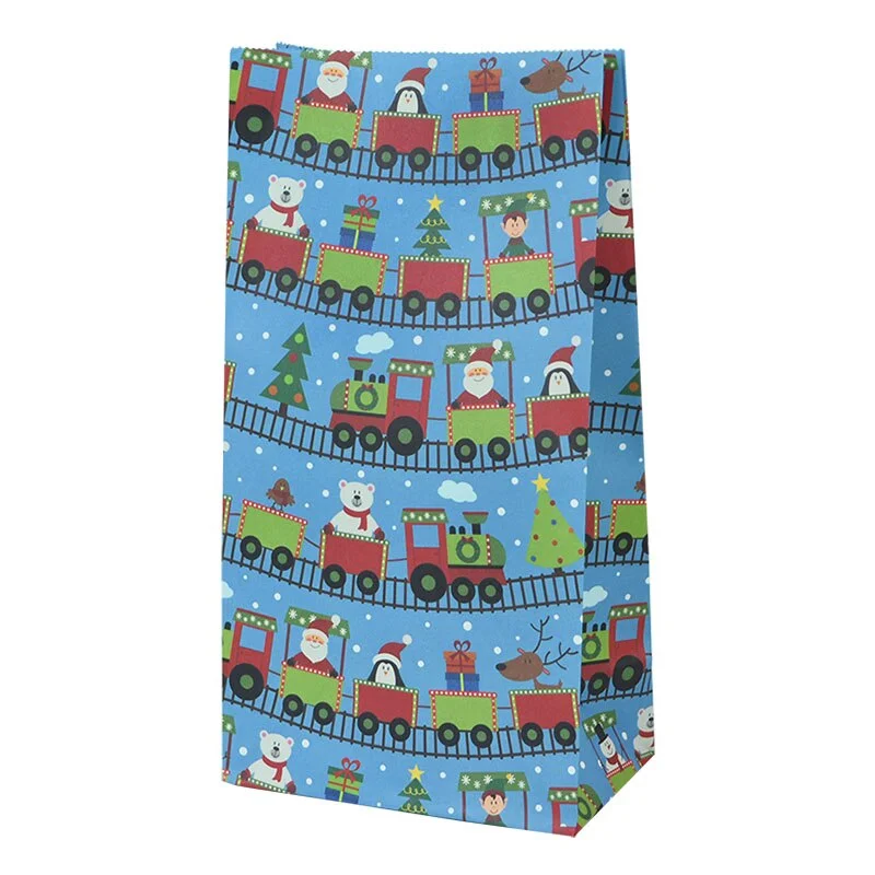 10pcs Kraft Paper Candy Cookie Bag Santa Claus Snowman Christmas Gift Packing Bags Xmas Navidad New Year Party Decor Supplies