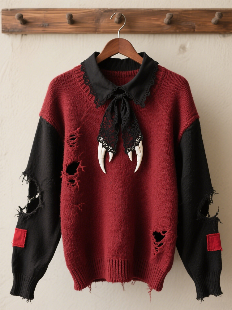 Halloween Contrast Patch Comfort Knitted Sweater