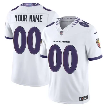 Men's Baltimore Ravens Nike White Vapor F.U.S.E. Sewn Down Limited Custom Jersey