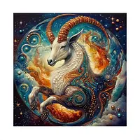 Celestial White Ram - Pearls Painting