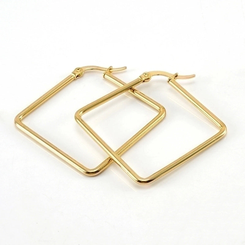Minimalist Square Plating 304 Stainless Steel 18K Gold Plated Stainless Steel Earrings