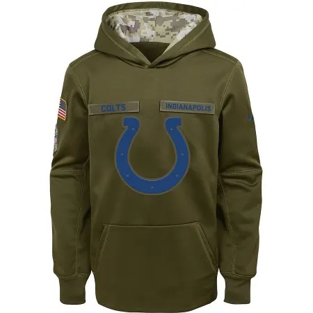 Youth Indianapolis Colts Olive Salute to Service Pullover Performance NFL Hoodie