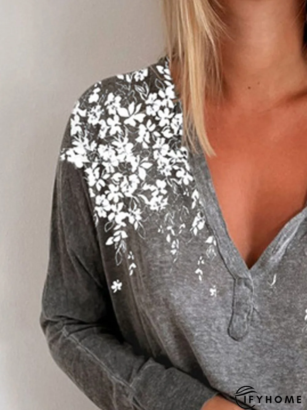 V Neck Casual Floral Top | IFYHOME