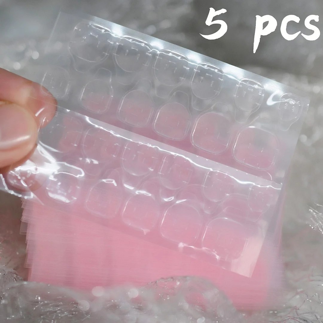 240pcs/10sheets Wholesale Double Side Glue Sticker Adhesive Tape Water Proof Sticker Pink Sticker Nails Tabs Tools Bag T013-Nail Inspo