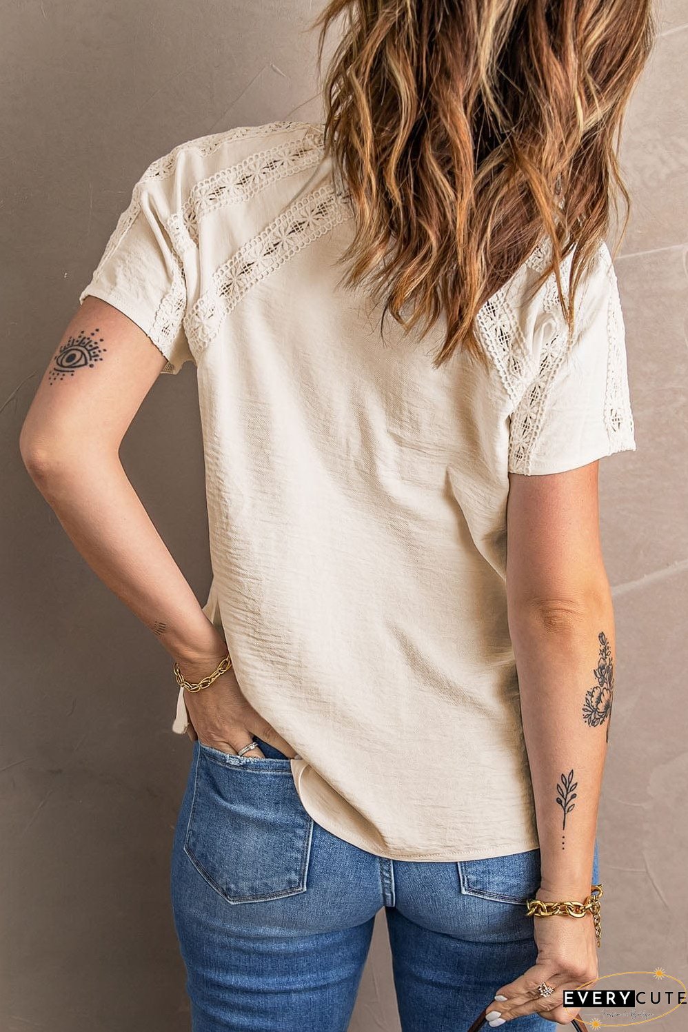 White Eyelet Jumpsuit with Pockets