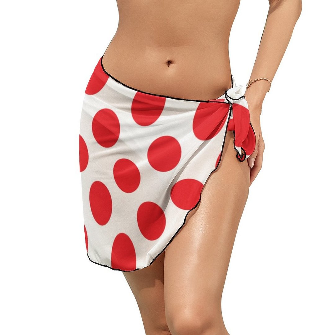 Large Red Polka Dots Sarongs Beach Wrap Sheer Bikini Knot Wraps Chiffon Cover Ups