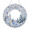 DIY Special Shaped Diamond Painting Wreath, Double-Sided Printing Christmas Wreath Hanging with LED Light Decor Kit 