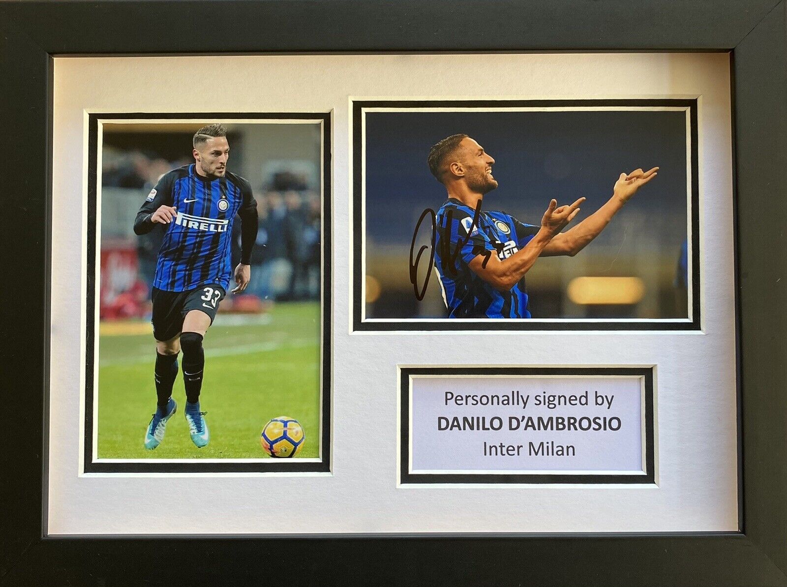 Danilo D’Ambrosio Hand Signed Inter Milan Photo Poster painting In A4 Frame Display