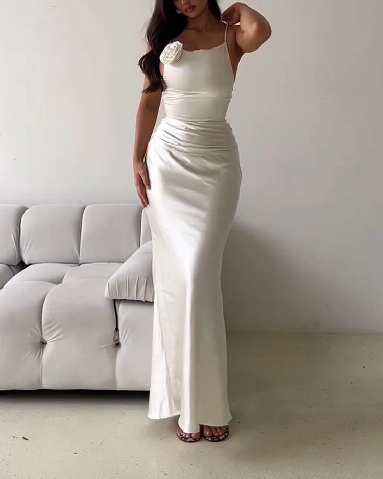 Women's solid color tie dress
