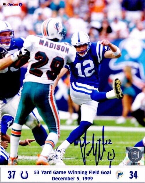 Mike Vanderjagt Signed Indianapolis Colts 8x10 Photo Poster painting - Super Bowl XLI Champion