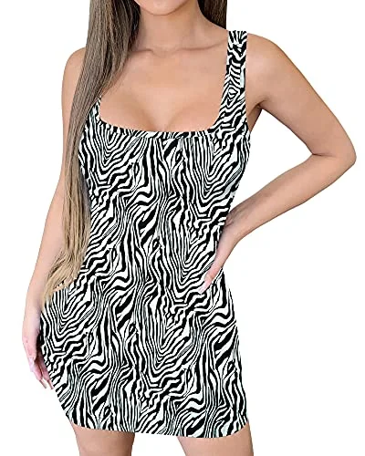 Sleeveless Square Neck Tank Sexy Bodycon Going Out Dress
