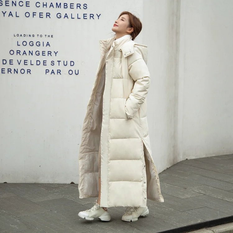 PASUXI New Winter Cotton Coat For Women, Mid-Length, Knee-Length Cotton Coat, Side Slits, Warm And Thickened Cotton Coat huanwei