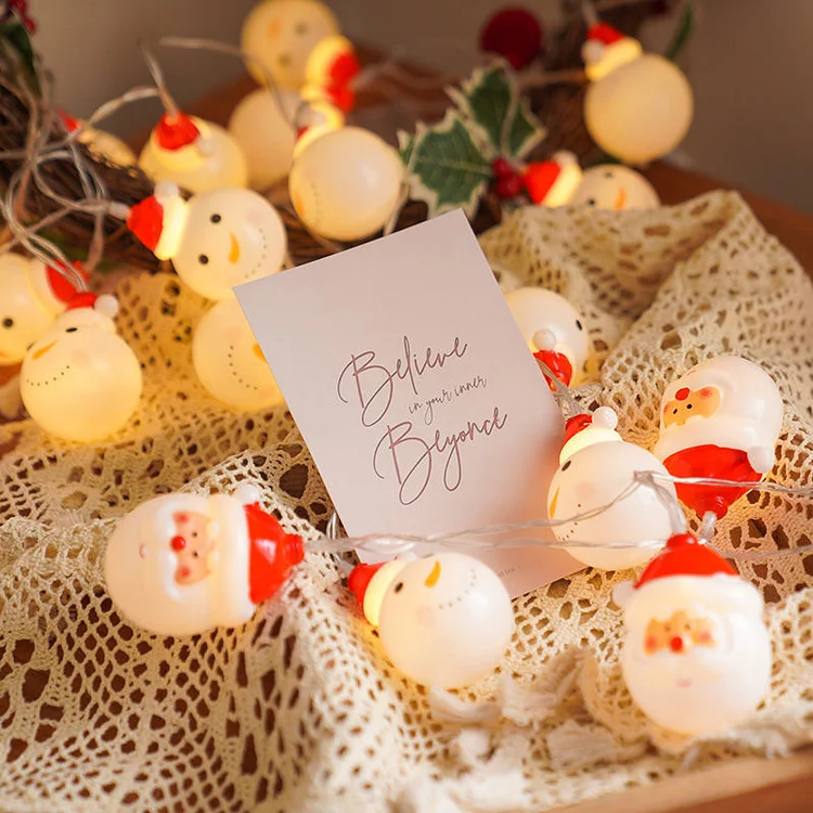 LED Christmas Lights Flashing Lights String Santa Claus Red Hat Snowman