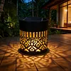 Decorative Solar Mandala Lights Waterproof Solar Powered Deck Step Wall Lights for Garden Post Patio Backyard Yard Decor