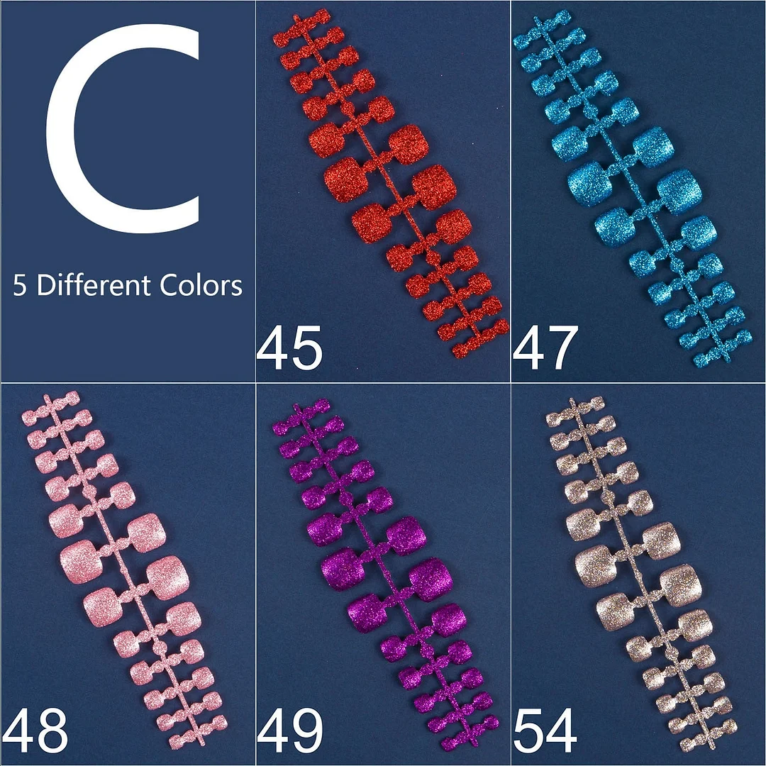 120pcs 5 Row/Pack Glitter False Toenail Tips Fake Toe Nail Art Tip Bling Press on Toe Nails Full Cover Nail For Toes-Nail Inspo