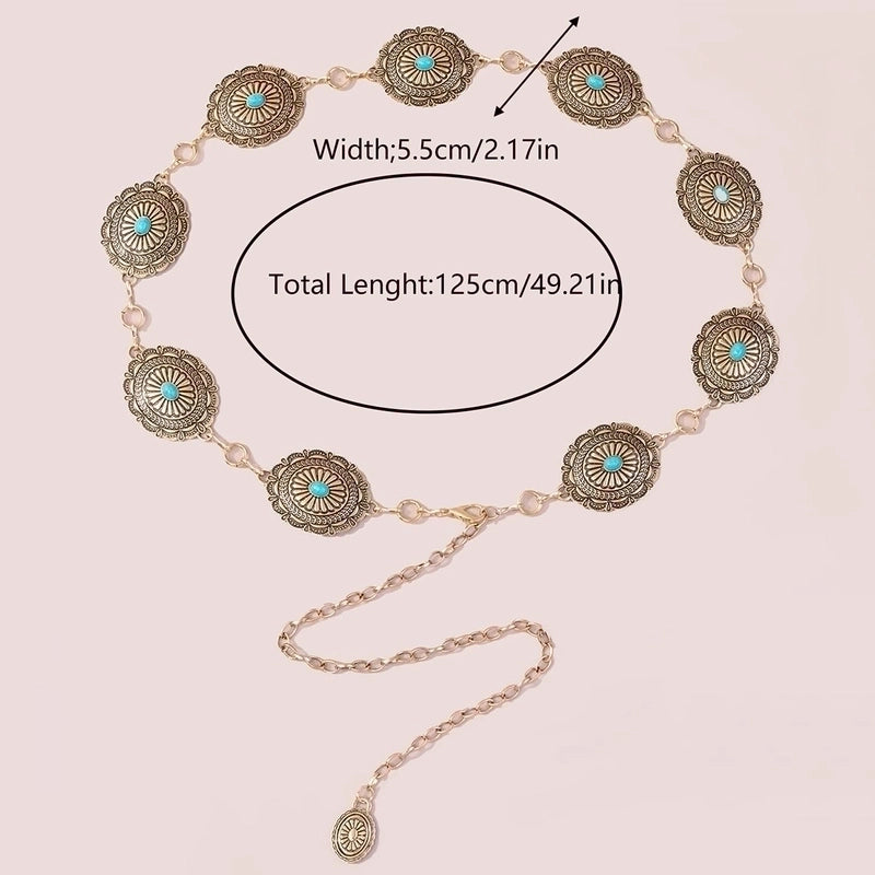 Ethnic Style Geometric Alloy Patchwork Turquoise Unisex Chain Belts