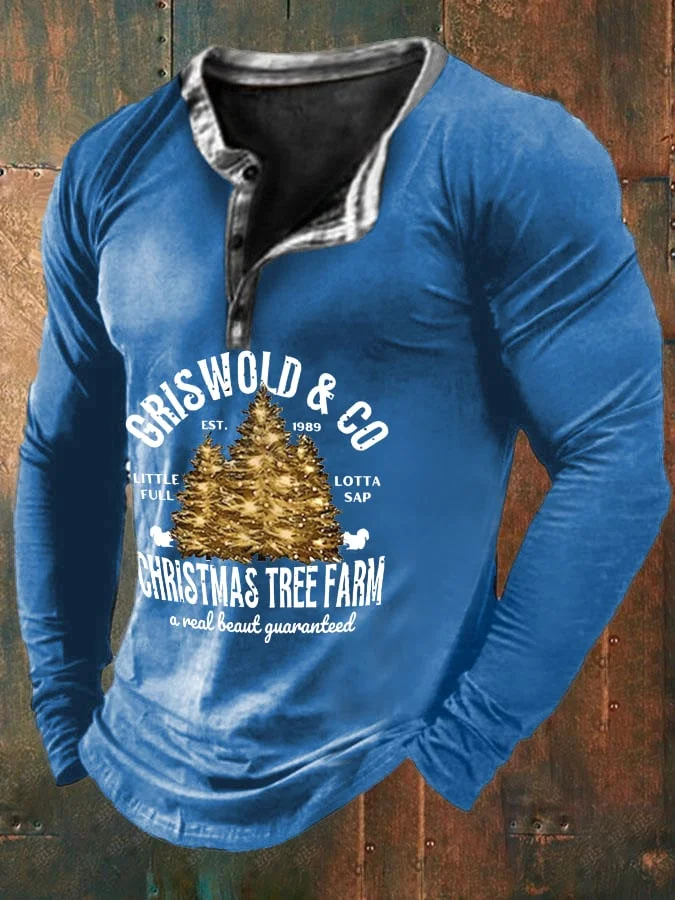 Men's Griswold & Co Est 1989 Christmas Tree Farm Print Long-Sleeve T-Shirt