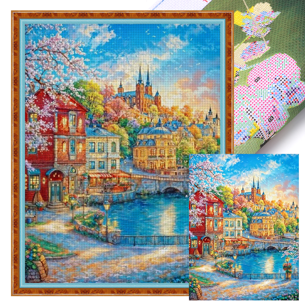 Seaside Castle Full 11CT Pre-stamped Canvas(45*60cm) Cross Stitch