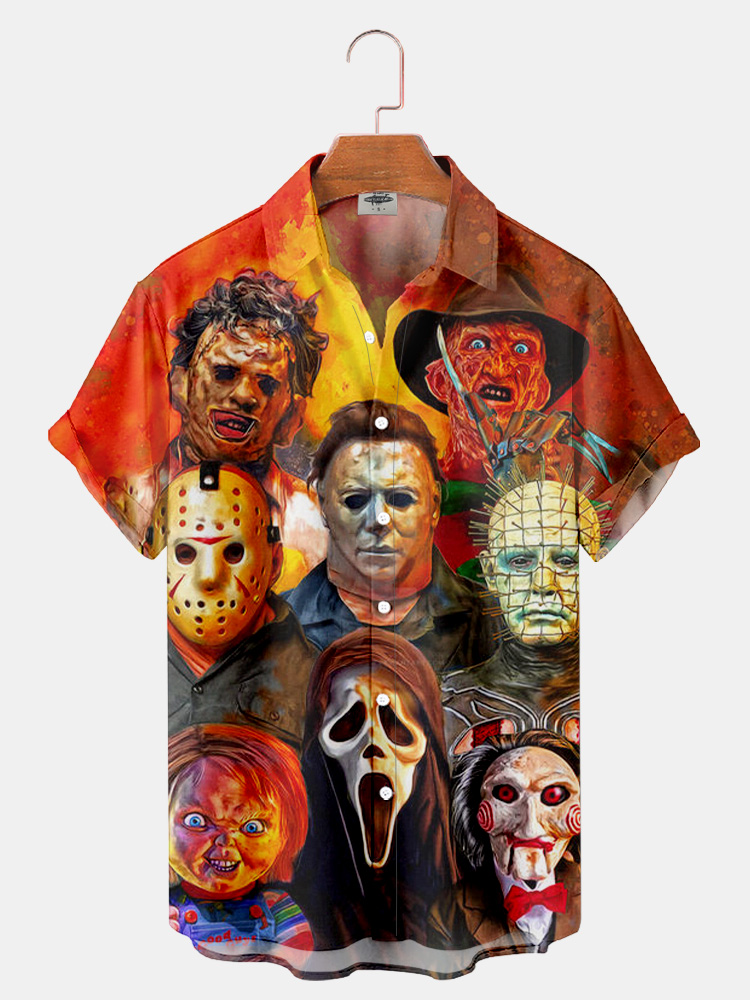 Men'S Thriller Character Movie Dracula Printed Shirt PLUSCLOTHESMAN