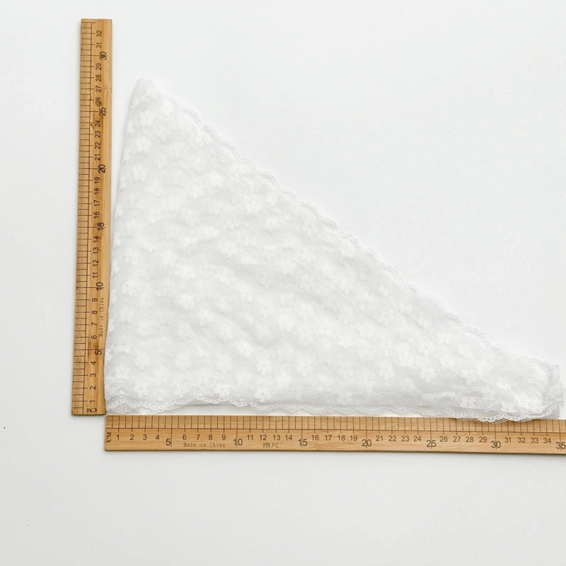 White Lace Flower Triangular Binder Bandana Headband Spring Atmosphere Photo Tied Hair Scarf 2024
