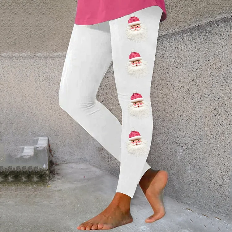 Santa Claus Print Casual Leggings