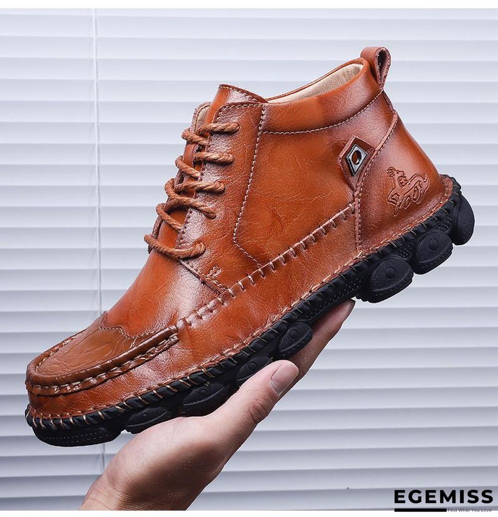 Cow Split Leather Men Boots Comfortable Boots Men Footwear Rubber Ankle Boots Men's Shoes | EGEMISS
