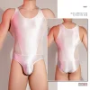 Men's Sexy Sleeveless Transparent Shiny High Elasticity Breathable Body Shaping Jumpsuit