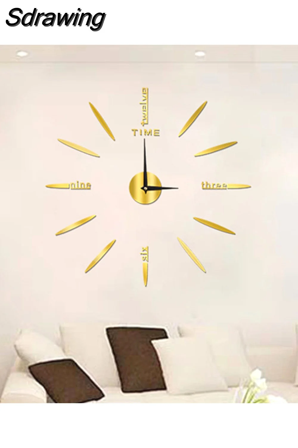 Sdrawing Home Wall Clock 3D DIY Acrylic Mirror Stickers For Home Decoration Living Room Quartz Needle Self Adhesive Hanging Watch