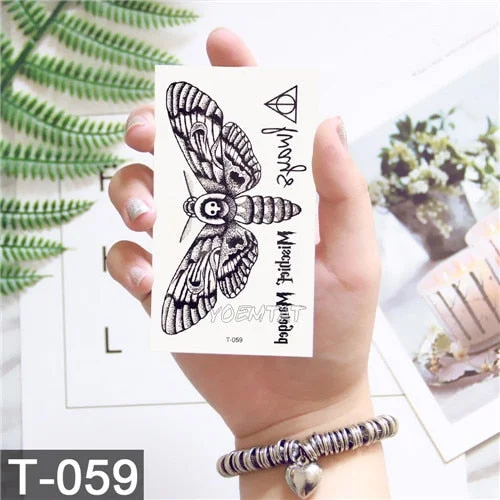 Geometric Moose Elk Arrow Temporary Tattoo Panda Women Hand Tatoo Sticker Triangle Wolf Body Arm Art Waterproof Tattoo Men