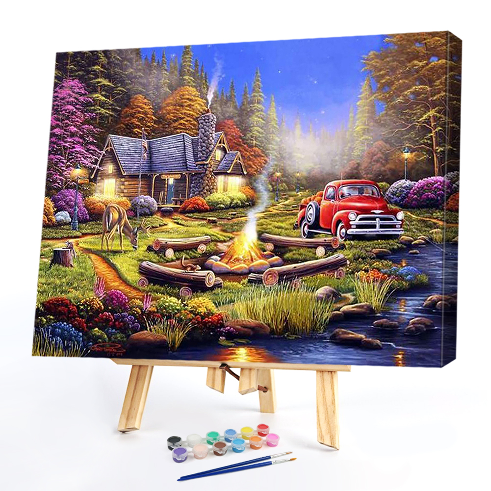 

50*40CM - Paint By Numbers - House In The Forrest, 501 Original
