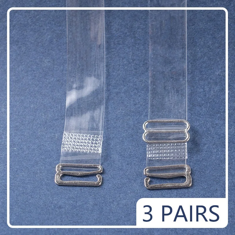 3Pairs=6Pcs Metal Buckle Bra Straps Belt Women's Elastic Transparent Silicone Adjustable Invisible Intimates Women Accessories