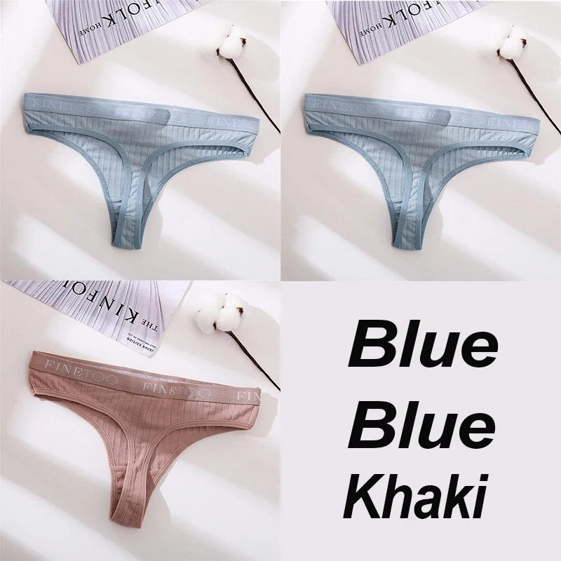3PCS/Set Cotton Panties Female Underpants Sexy G-string Women Panties Underwear Solid Color Intimates Lingerie Thong Pantys