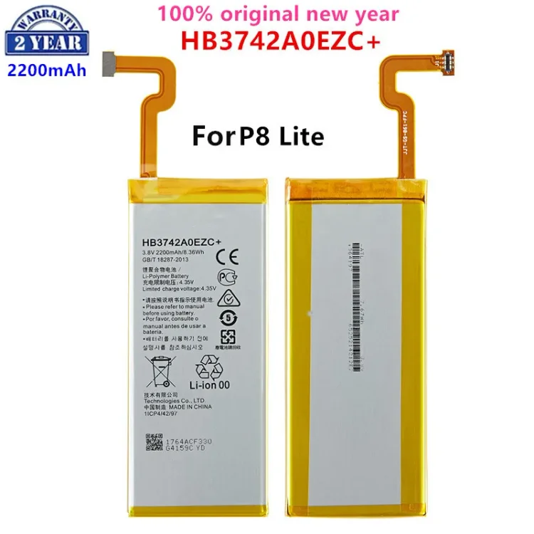 100% Orginal HB3742A0EZC+ 2200mAh Battery For Huawei Ascend P8 Lite HB3742A0EZC+ Replacement Batteries