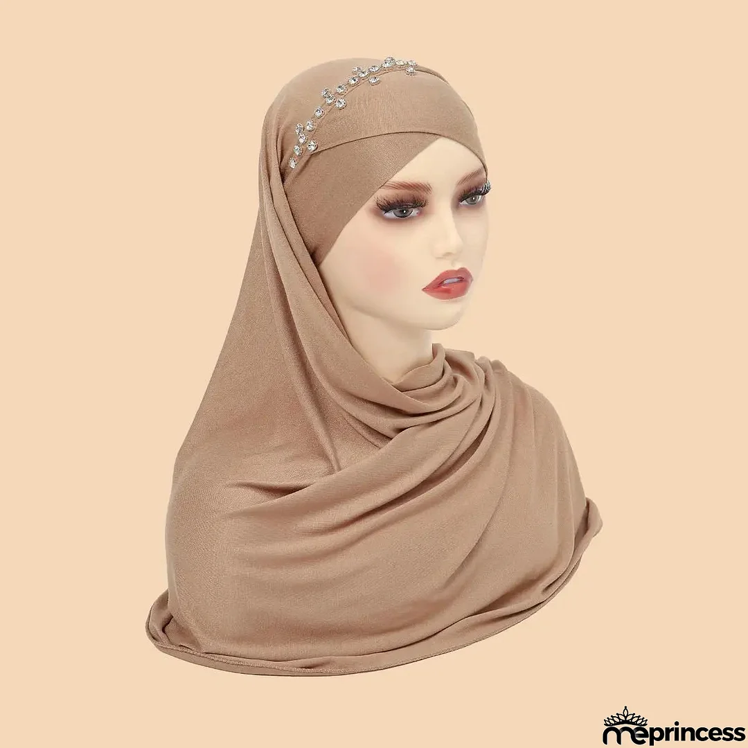 Women's Arabian Polyester Head Wrap Rhinestone Elegant Hijabs