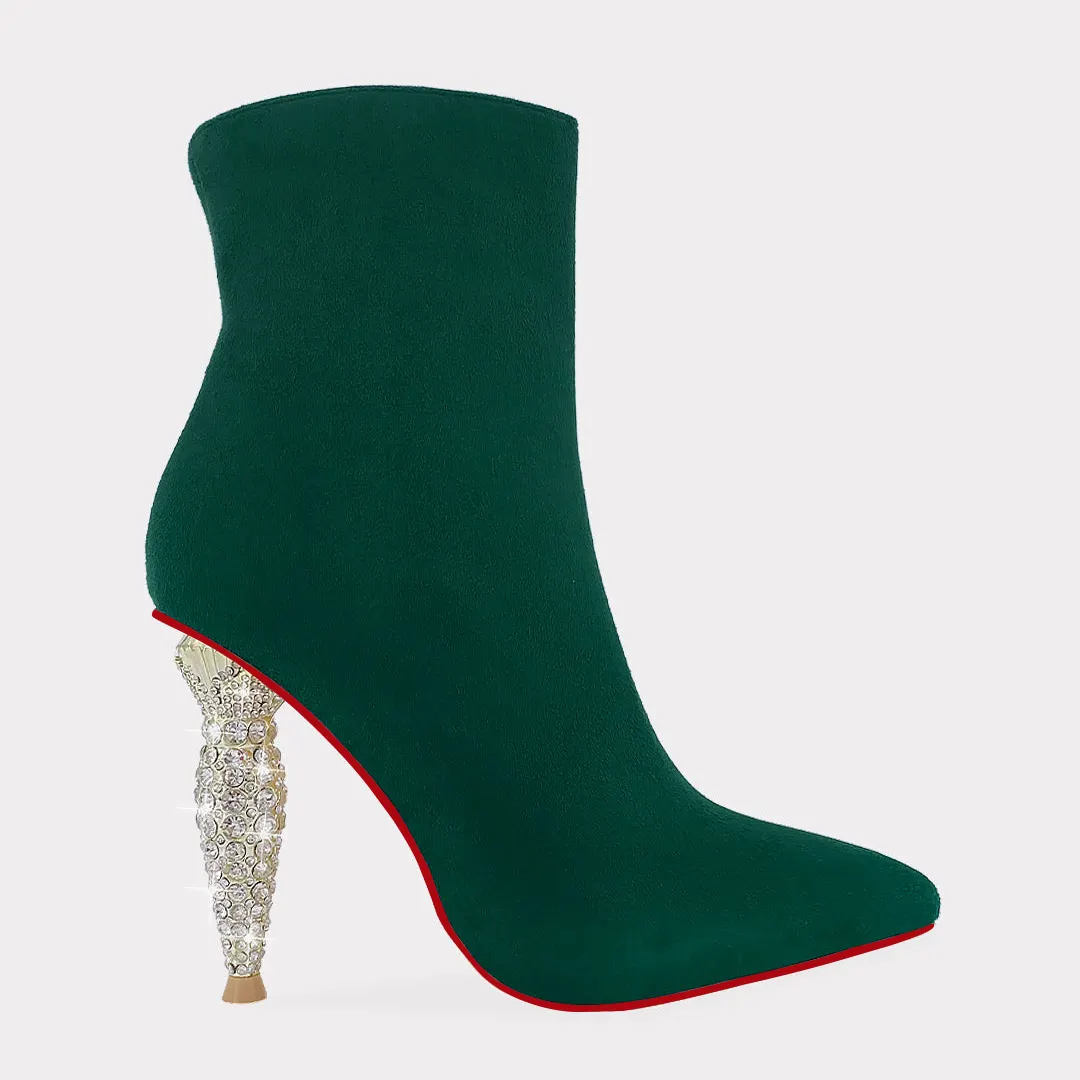 100mm Women's Pointed Toe Suede Ankle Boots Lipstick Tube Heels-vocosishoes