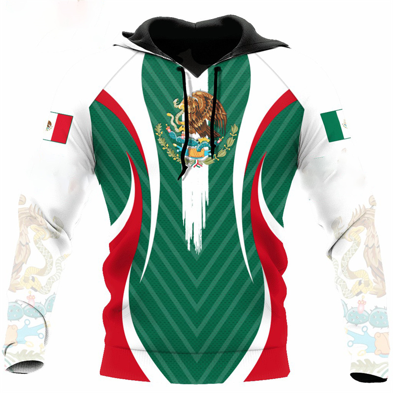 Erpret Fashion 3D Print Mexico Flag National Emblem Hoodie Men Tops Autumn Long Sleeve Mexican Aztec Sweatshirt Streetwear Clothing