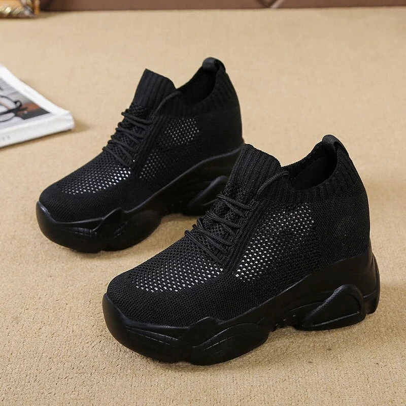 Lucyever 2020 Womens Spring Breathable Mesh Platform Shoes Woman Fashion Height Inreasing Ankle Boots Outdoor Footwear Female