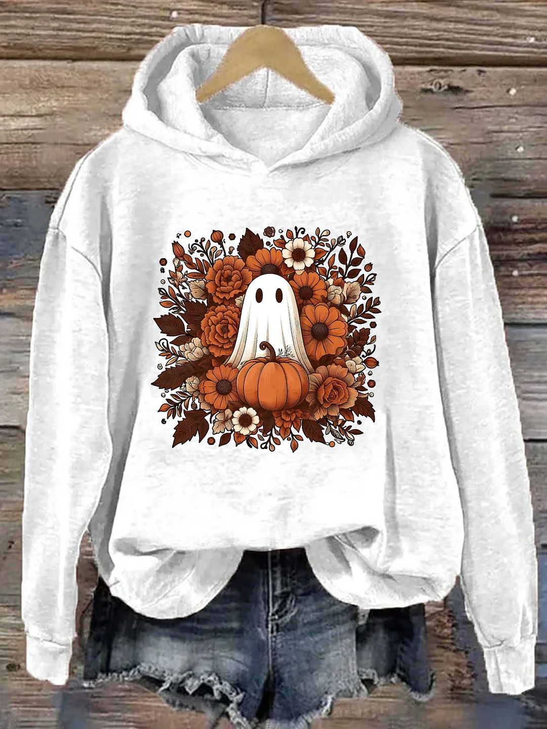Floral Cute Ghost Halloween Hoodie