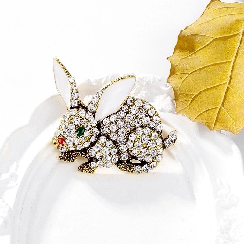 Minimalist Rabbit Alloy Inlay Rhinestones Unisex Brooches