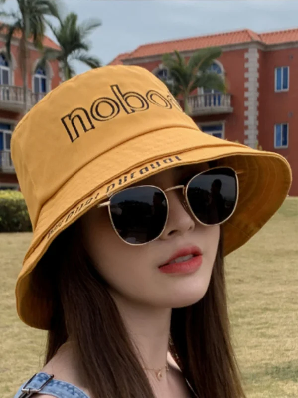 Embroidered Letter Print Beach Vacation Fisherman Hat