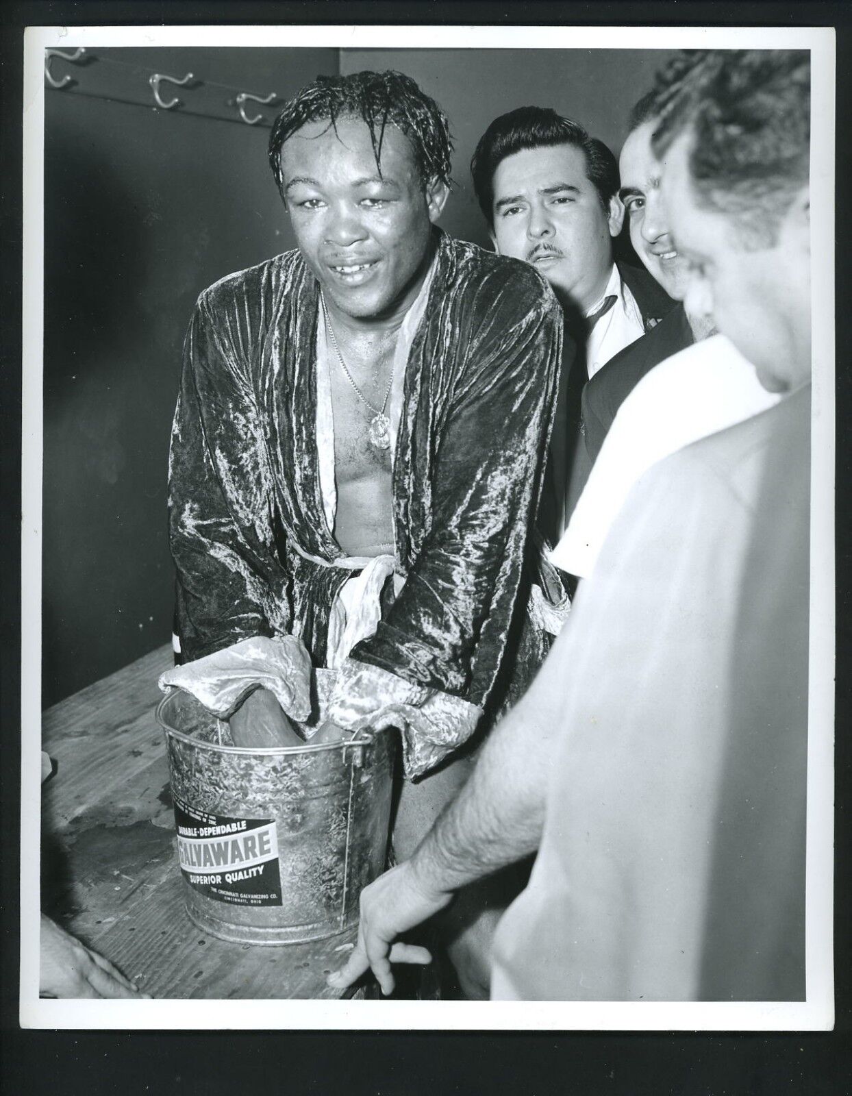 Boxer Kid Gavilan after victory over Walter Byars 1957 Press Photo Poster painting