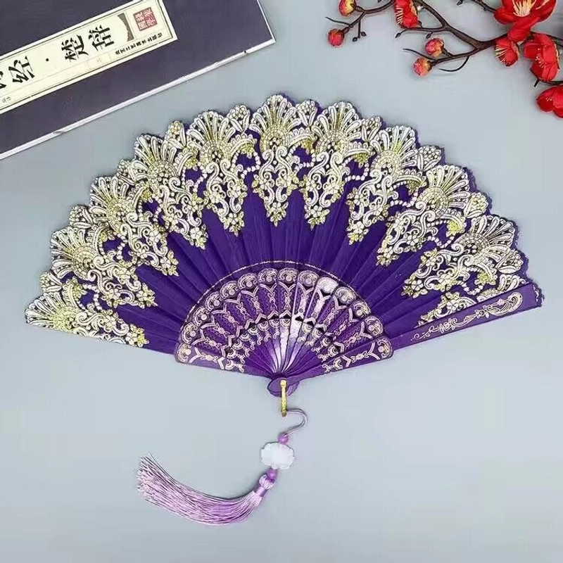 Single Flower Folding Fan Chinese Style Fan Dance Fan Wing Chun Fan Plastic Hanfu Fan European Style Fan Folding Fan