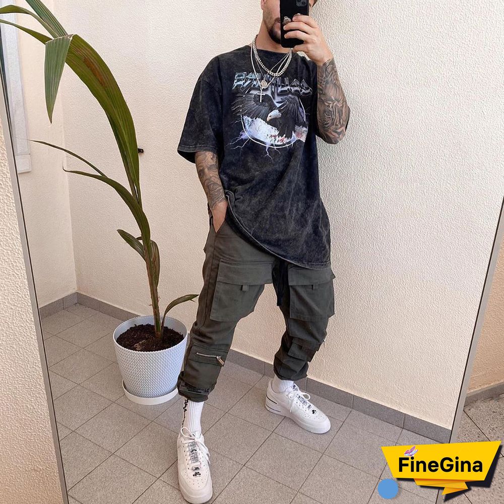 Mens Black Printed Short Sleeve T-Shirt