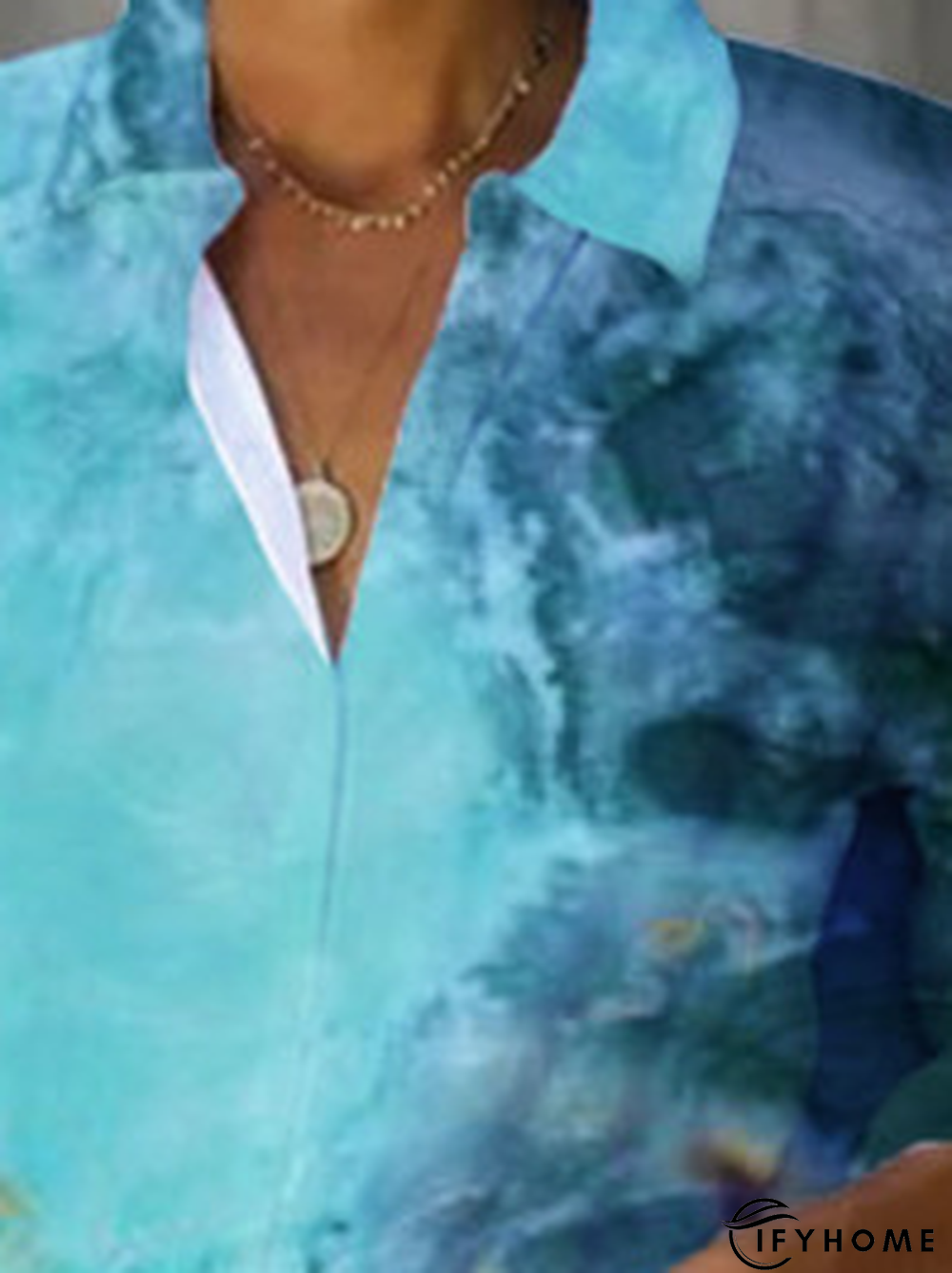 Ombre Vintage Shirt Collar Tunic Blouse | IFYHOME