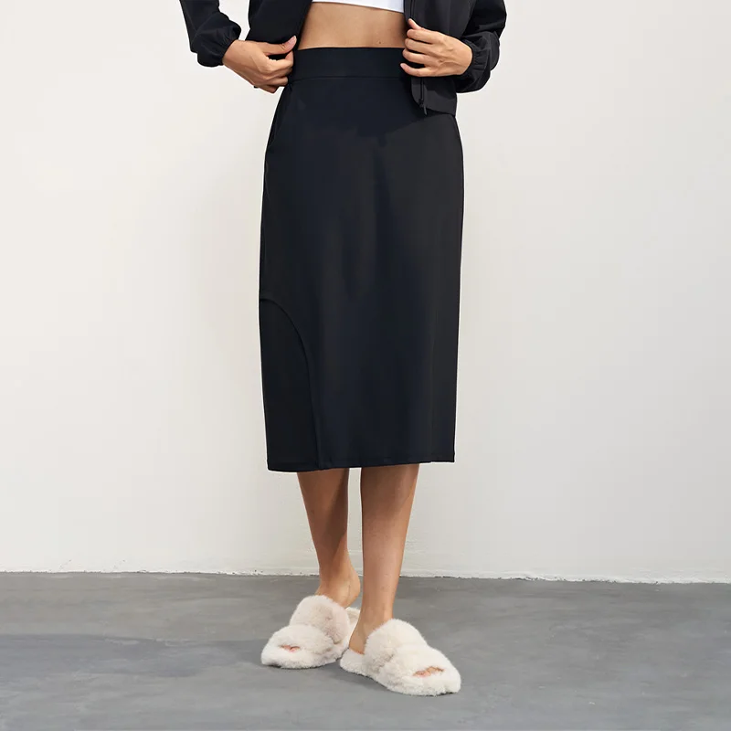 New high-waisted straight-leg slim panel skirts