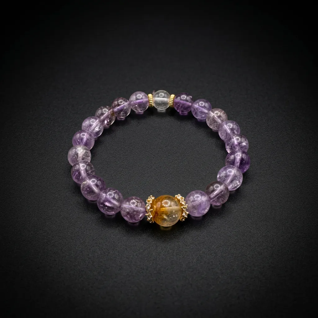 JiStones Ethereal Purple Azeztulite & Amethyst Zen Bracelet