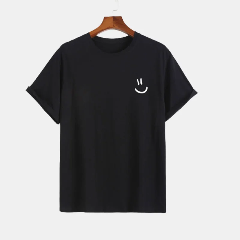 Summer men's smiling face short sleeved loose fitting T-shirt